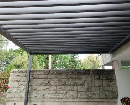 Nowoczesna pergola tarasowa SOLE – realizacja Katowice.