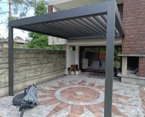 Nowoczesna pergola tarasowa SOLE – realizacja Katowice.