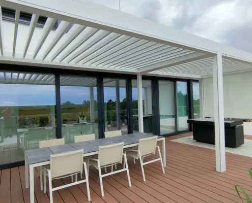 Pergola odporna na wiatr – realizacja Mielno