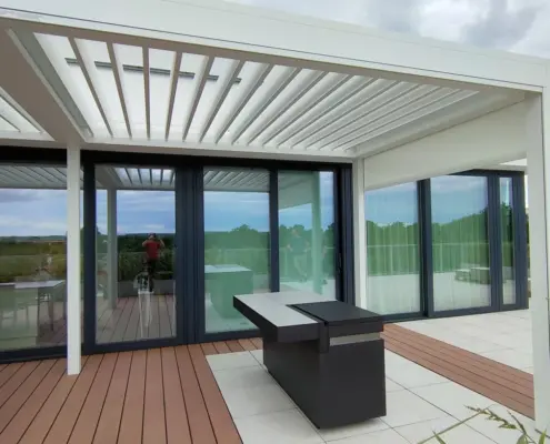 Pergola odporna na wiatr – realizacja Mielno