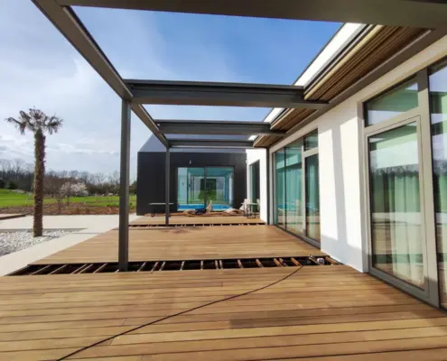 Zadaszenie tarasu o powierzchni ponad 49 m2 – pergola Perla – realizacja Dolnośląskie (okolice Wrocławia)