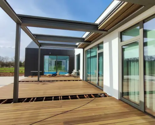 Zadaszenie tarasu o powierzchni ponad 49 m2 – pergola Perla – realizacja Dolnośląskie (okolice Wrocławia)