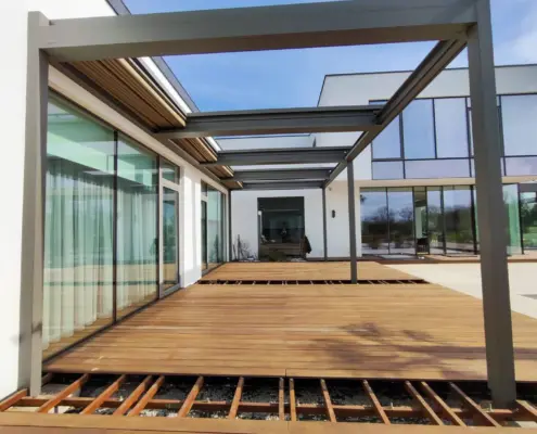 Zadaszenie tarasu o powierzchni ponad 49 m2 – pergola Perla – realizacja Dolnośląskie (okolice Wrocławia)