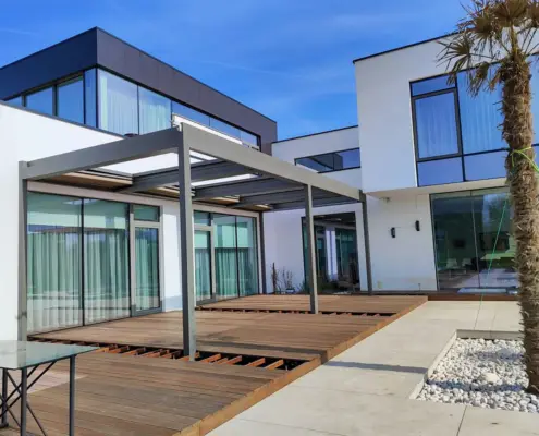 Zadaszenie tarasu o powierzchni ponad 49 m2 – pergola Perla – realizacja Dolnośląskie (okolice Wrocławia)