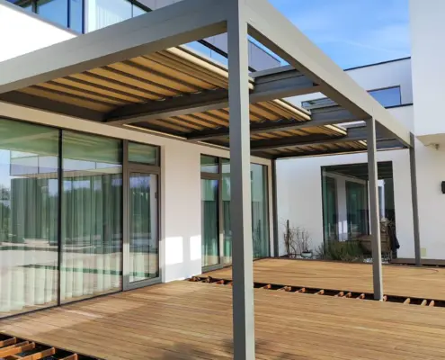 Zadaszenie tarasu o powierzchni ponad 49 m2 – pergola Perla – realizacja Dolnośląskie (okolice Wrocławia)