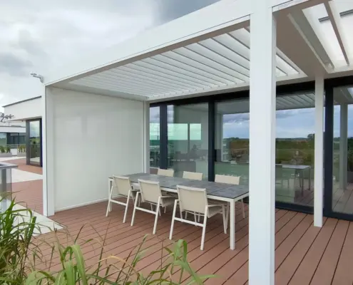 Pergola odporna na wiatr – realizacja Mielno