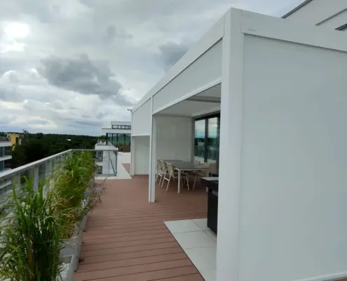Pergola odporna na wiatr – realizacja Mielno